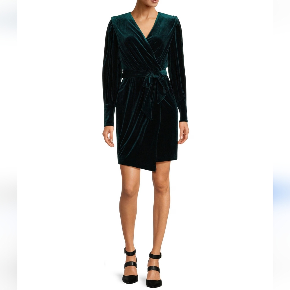 Karl Lagerfeld Velvet Hunter Green Midi Dress Size 16